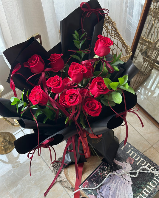 (Valentine’s 2026) Rouge Ribbon Red Rose Bouquet