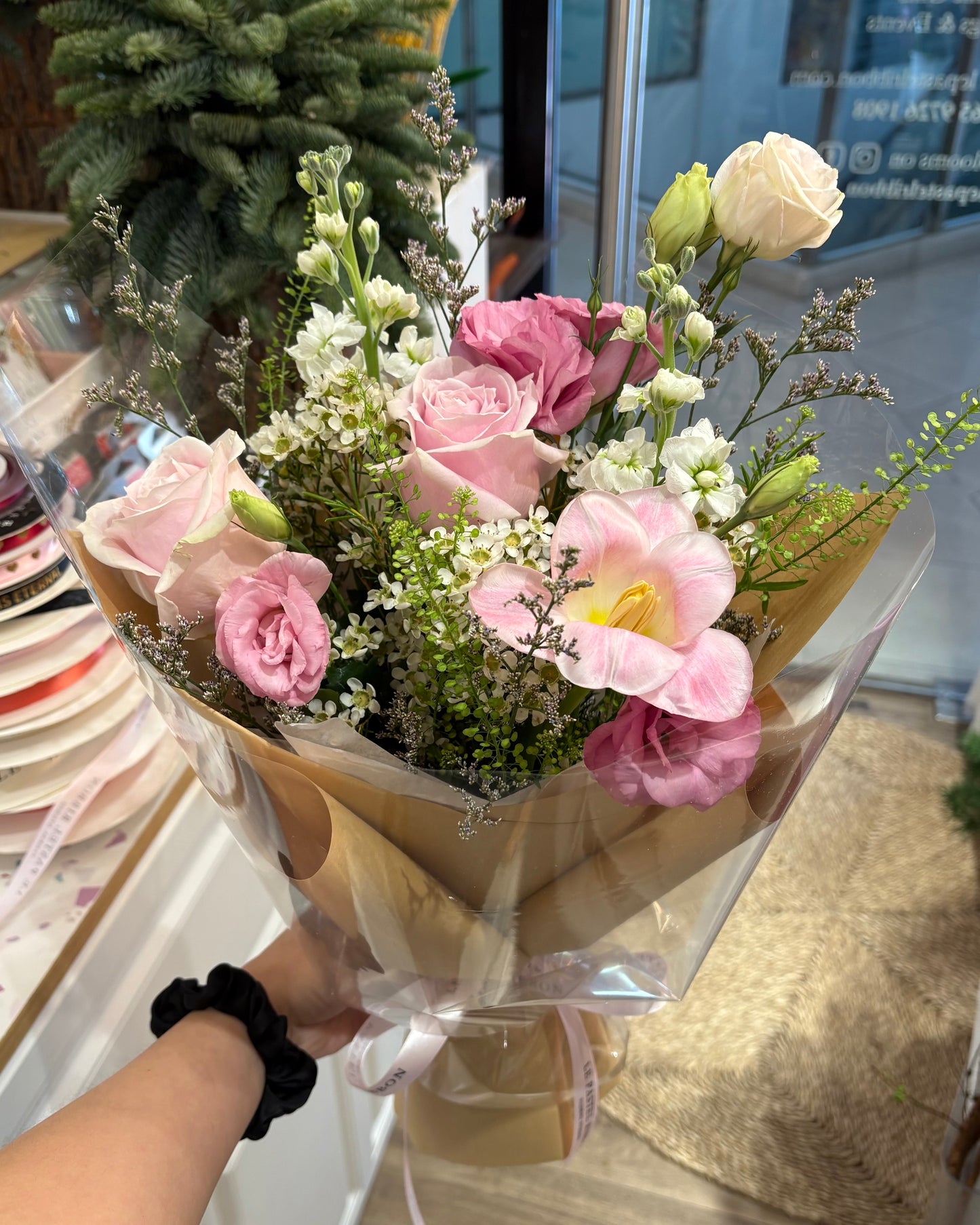 (Store Pick-Up Only) Vday Korean Style Posy | Florist's Choice Petite Flower Wrap