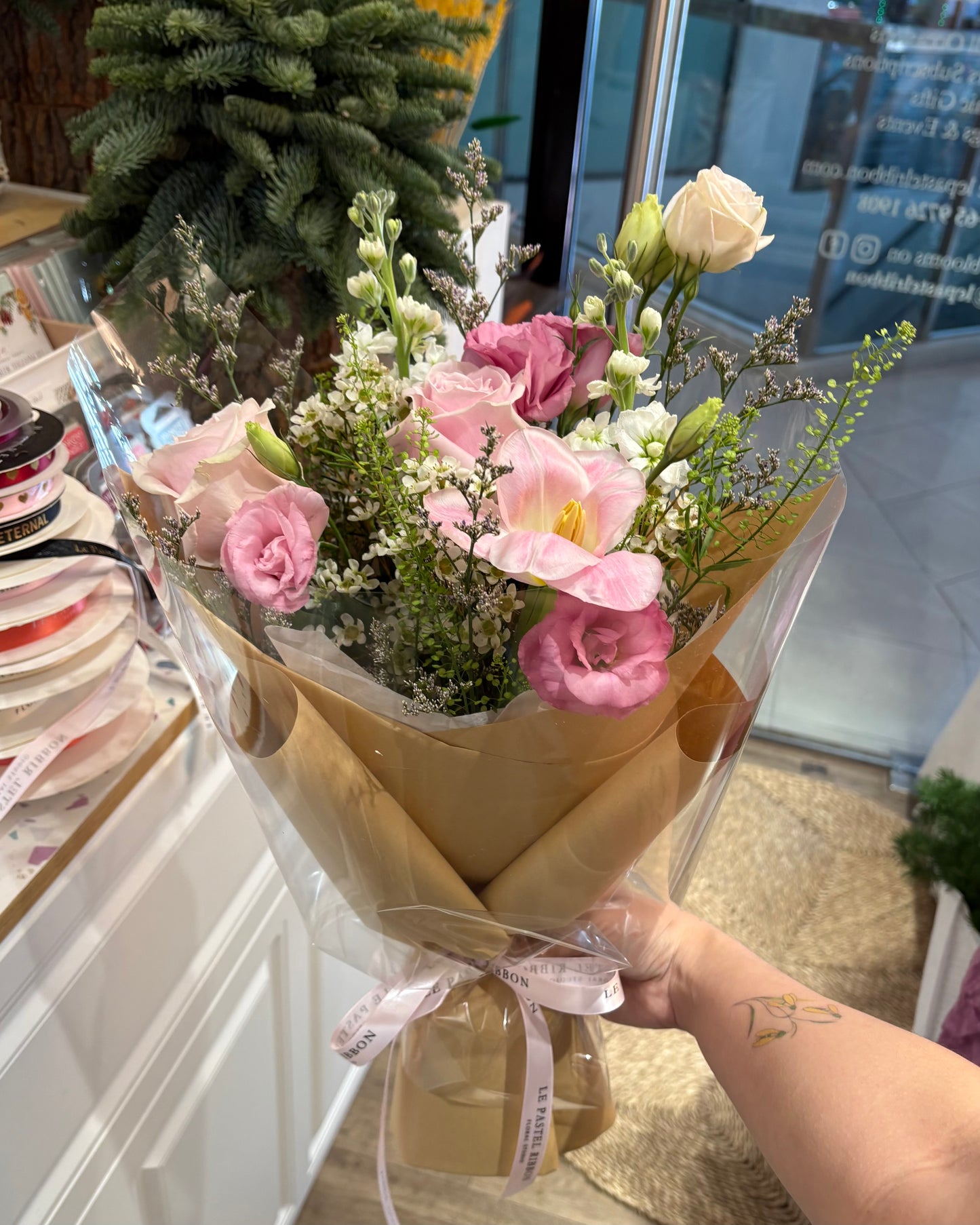 (Store Pick-Up Only) Vday Korean Style Posy | Florist's Choice Petite Flower Wrap