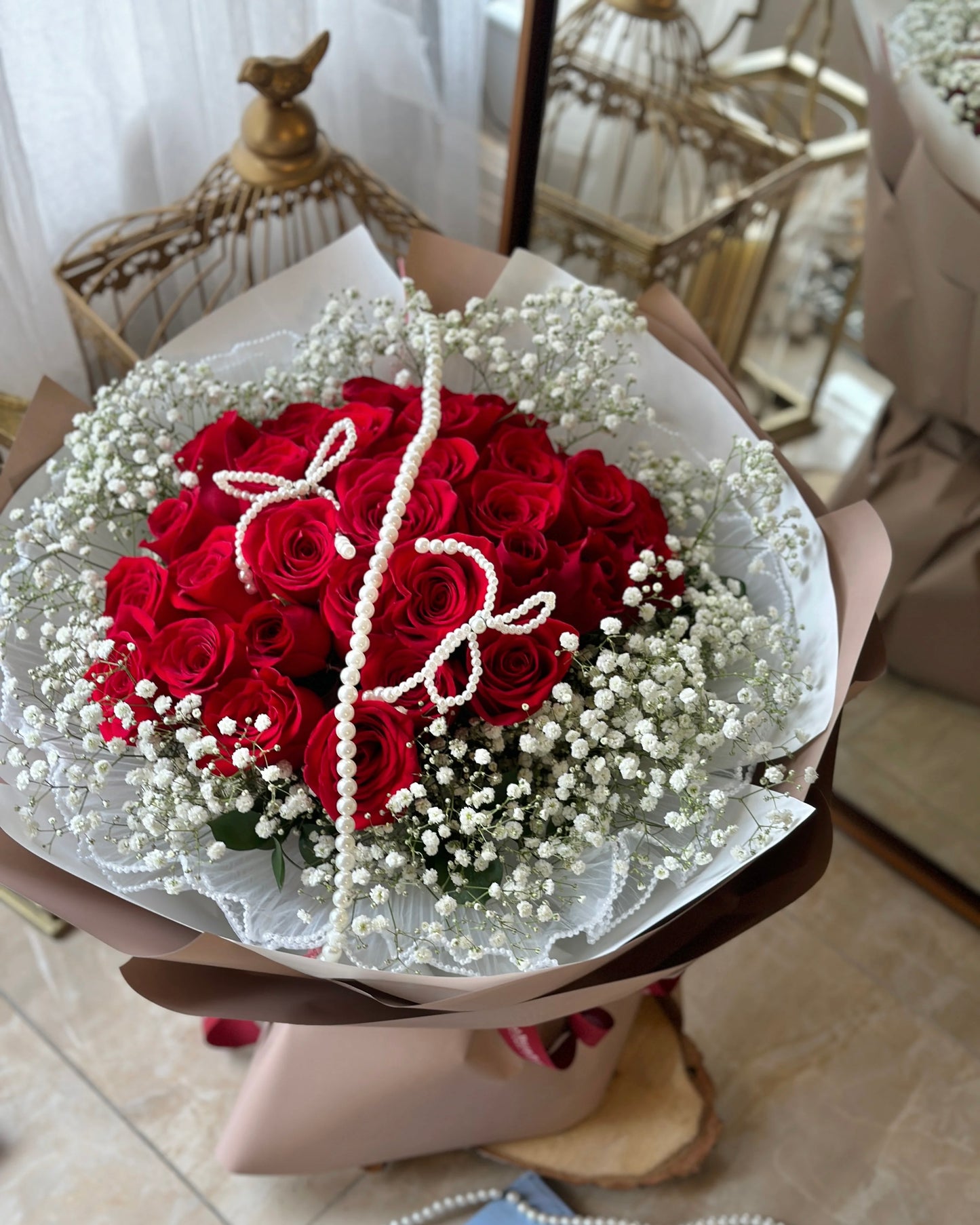 Pearl Red Rose Bouquet