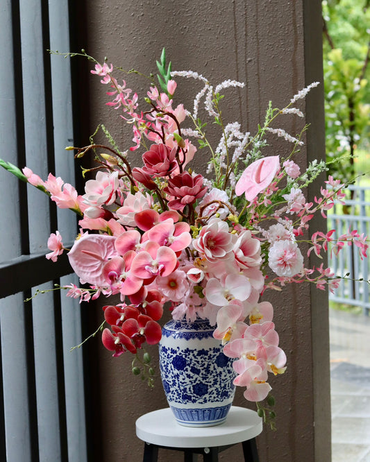 Orchid Harmony in Tall Vase | Premium Faux