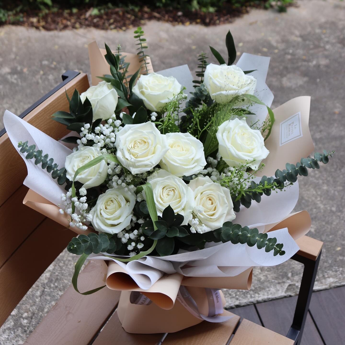 White Premium Rose Bouquet (5 Roses, 10 Roses, 20 Roses)