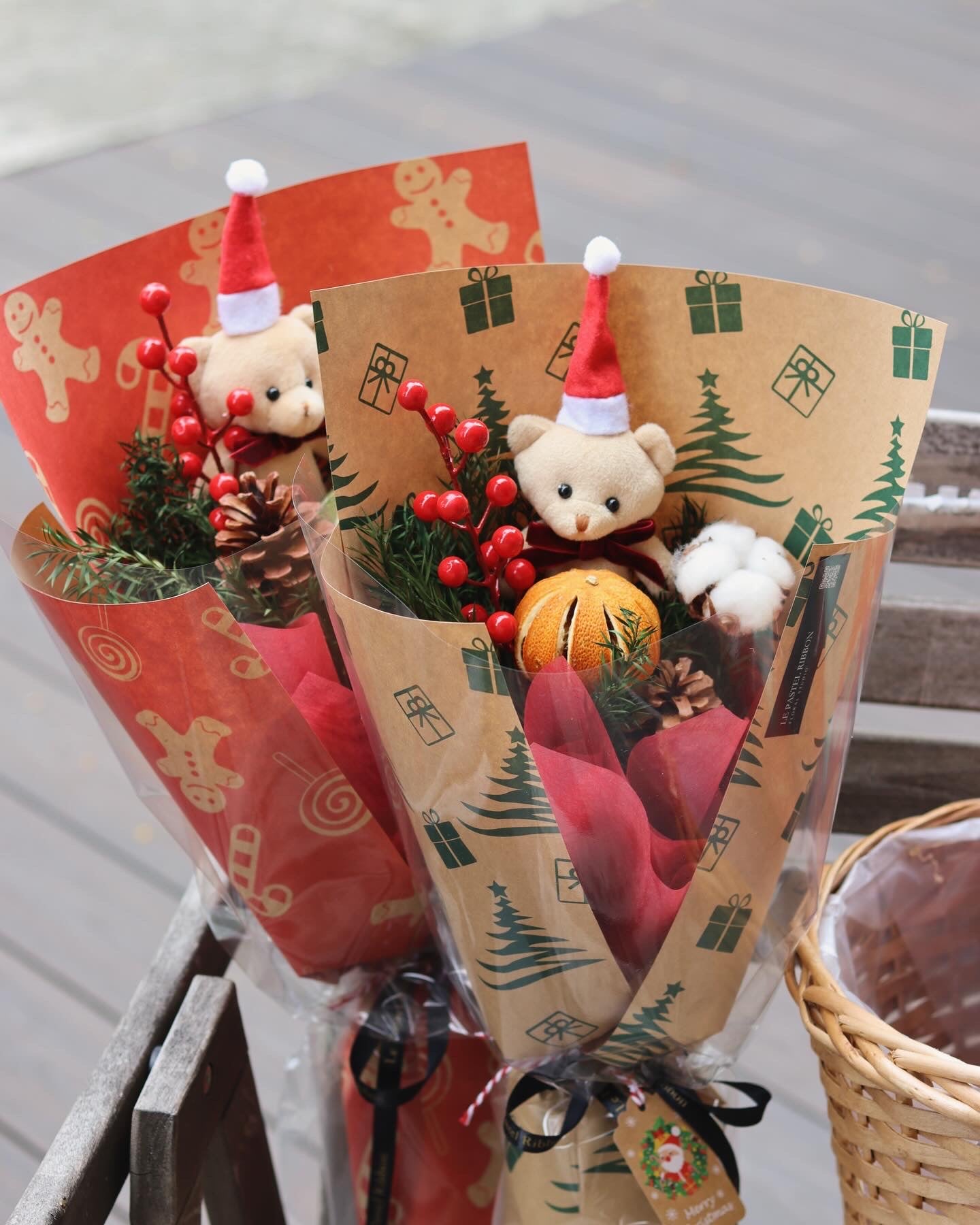 Jolly Bear Holiday Bouquet | Dried Flowers