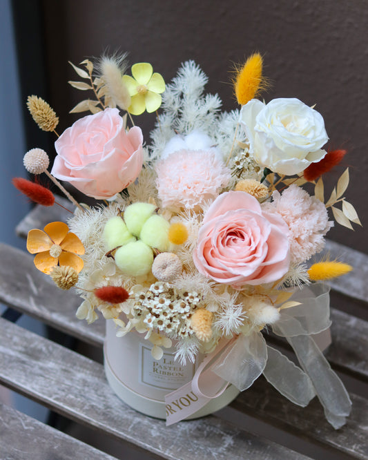 Blush Cream Bloom Box - Preserved Flower