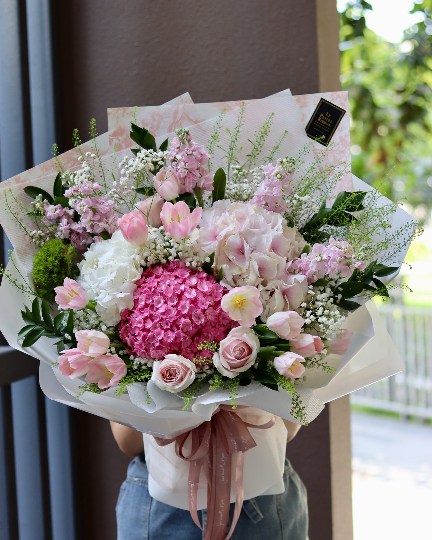 Pink on Pink | Hydrangea Tulips Mix Bouquet