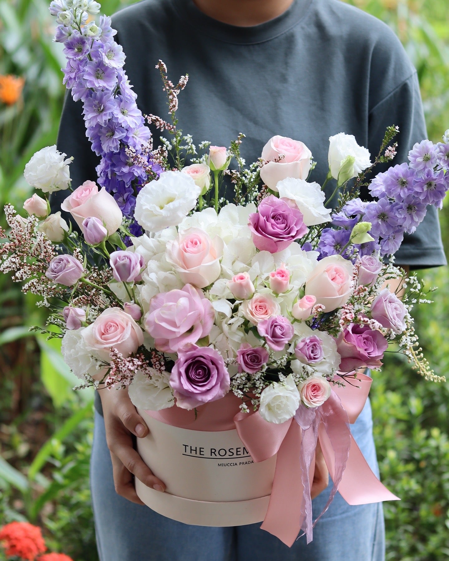 Pink Meet Purple | Flower Box Arrangement