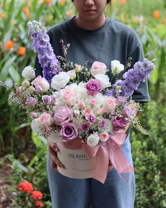 Pink Meet Purple | Flower Box Arrangement