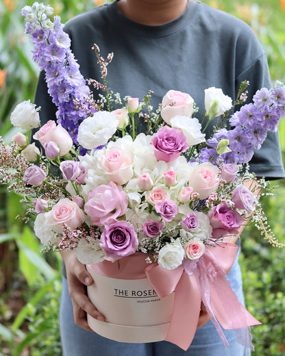 Pink Meet Purple | Flower Box Arrangement