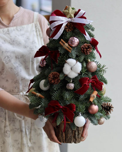 Velvet Rosy | Denmark Noble Fir Mini Christmas Tree (DIY Package Available)