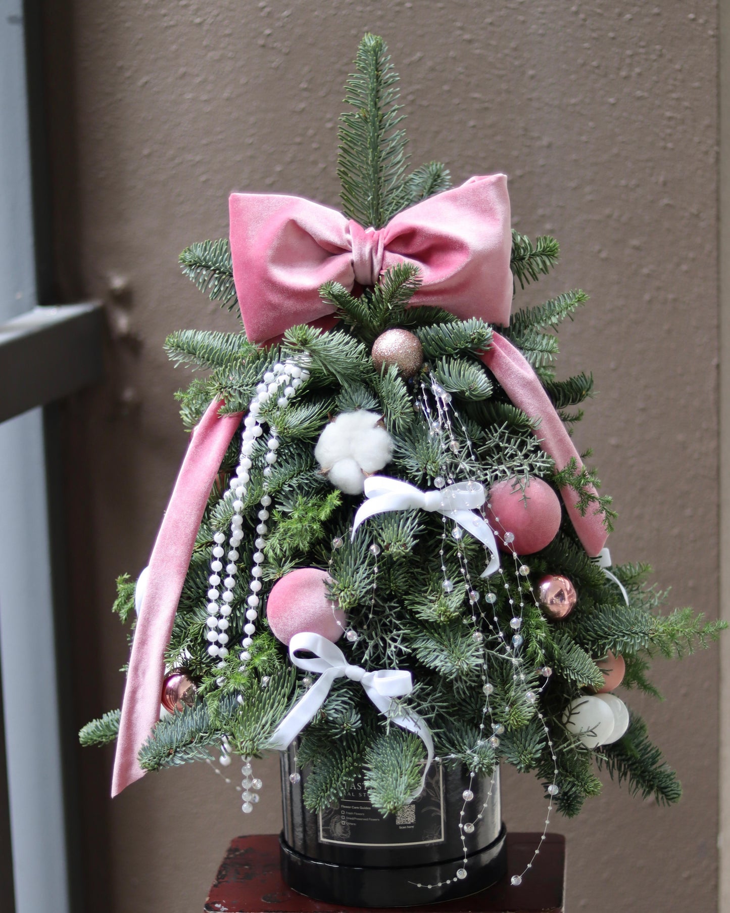 Pink Pearl Princess | Handcrafted Fresh Mini Christmas Tree