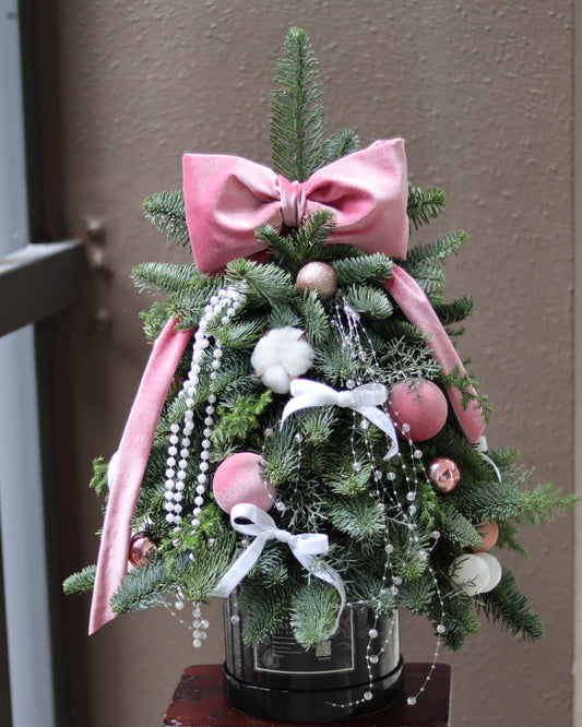 Pink Pearl Princess | Handcrafted Fresh Mini Christmas Tree
