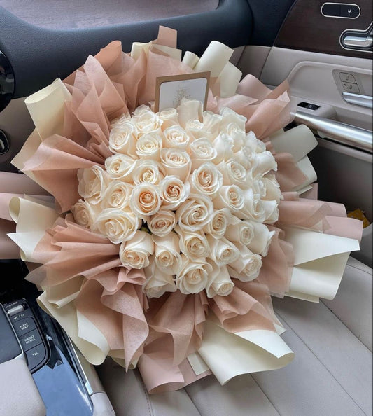 99 Premium White Rose Bouquet