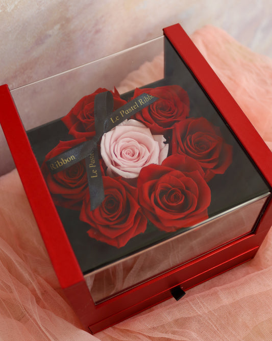 Forever Red Preserved Rose Round Box