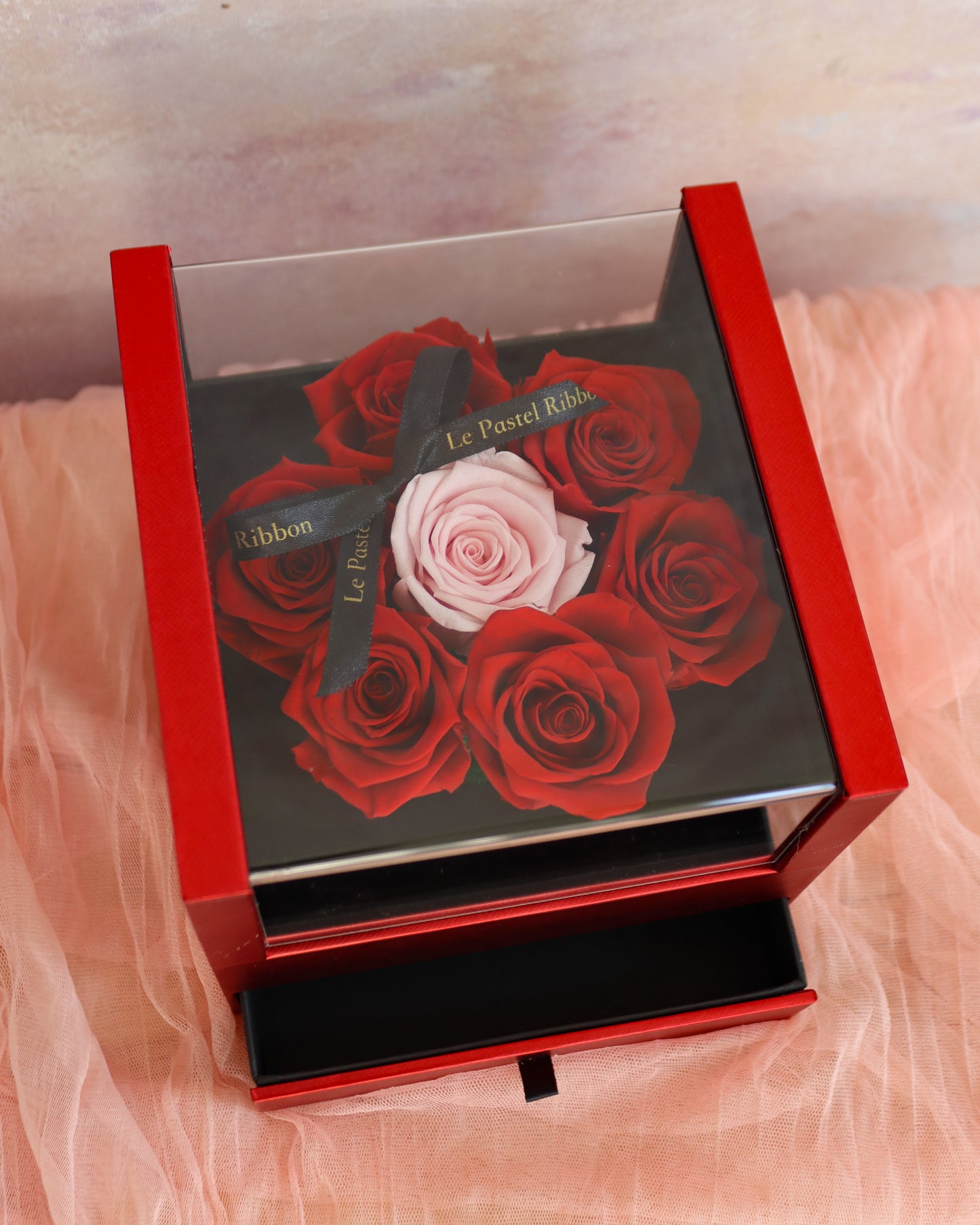 Forever Red Preserved Rose Round Box