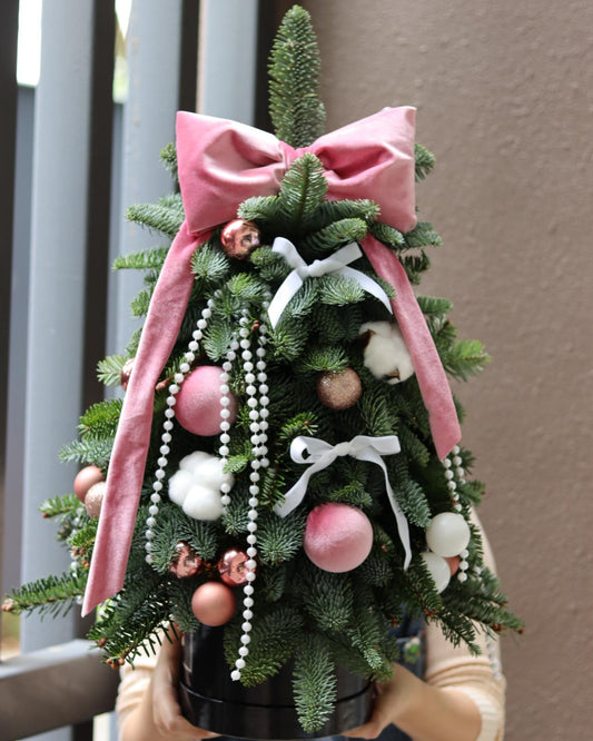 Pink Pearl Princess | Handcrafted Fresh Mini Christmas Tree