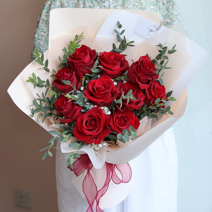 10 Kenya Red Rose Bouquet