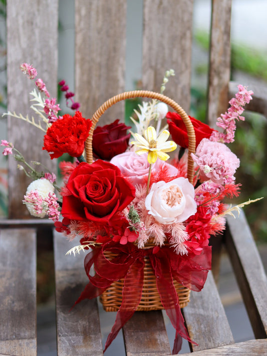 Scarlet Rose Standard | Preserved Flower Basket