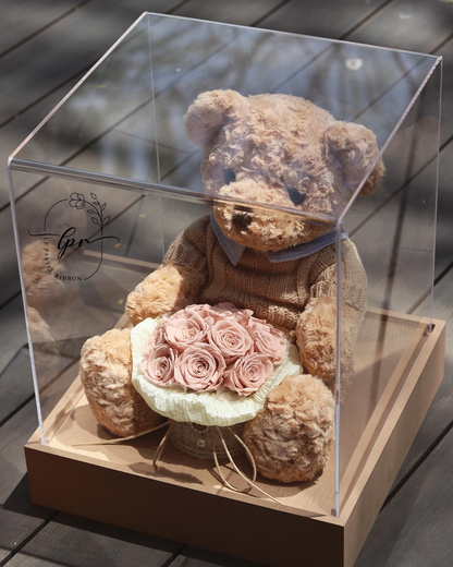 Loving You Cappuccino | Preserved Rose Teddies Bear