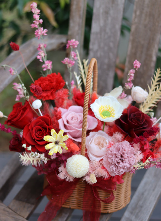 Scarlet Rose Deluxe | Preserved Flower Basket
