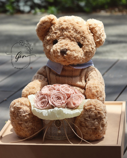 Loving You Cappuccino | Preserved Rose Teddies Bear