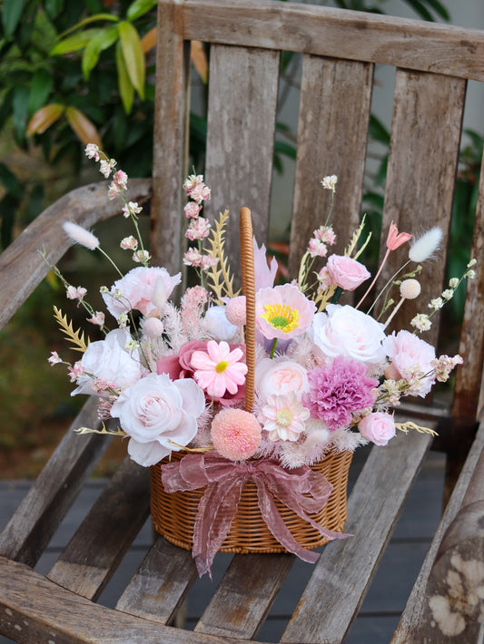 Pink Blossoms Deluxe | Preserved Flower Basket