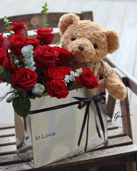 Scottish Teddies Red Rose Box