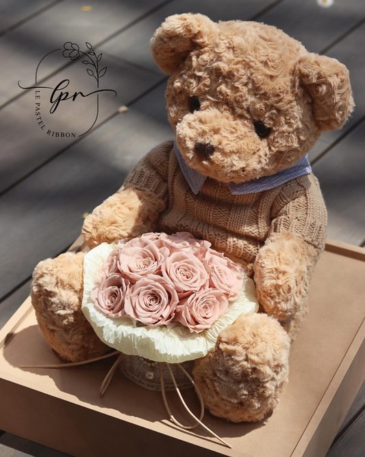 Loving You Cappuccino | Preserved Rose Teddies Bear